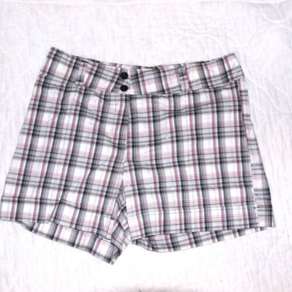 Ponny Tail Mid Rise Plaid Bermuda  Lightweight Stretch Shorts Size XL - Picture 1 of 2